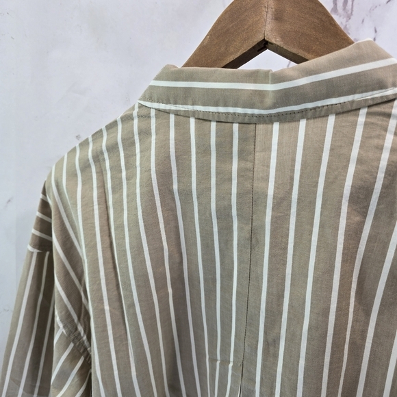 Everlane Shirt Womens Small Brown Button Up Woven Pajama Silky Cotton Crop PJ - Picture 6 of 13
